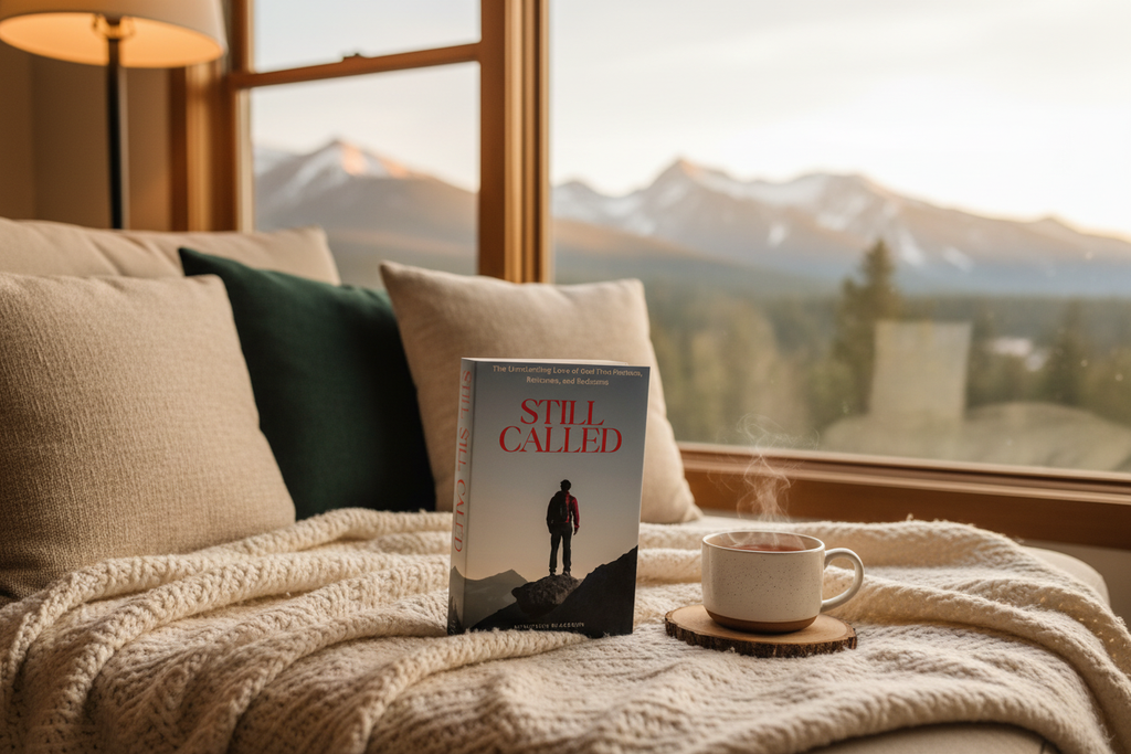 Book mockup in reading nook