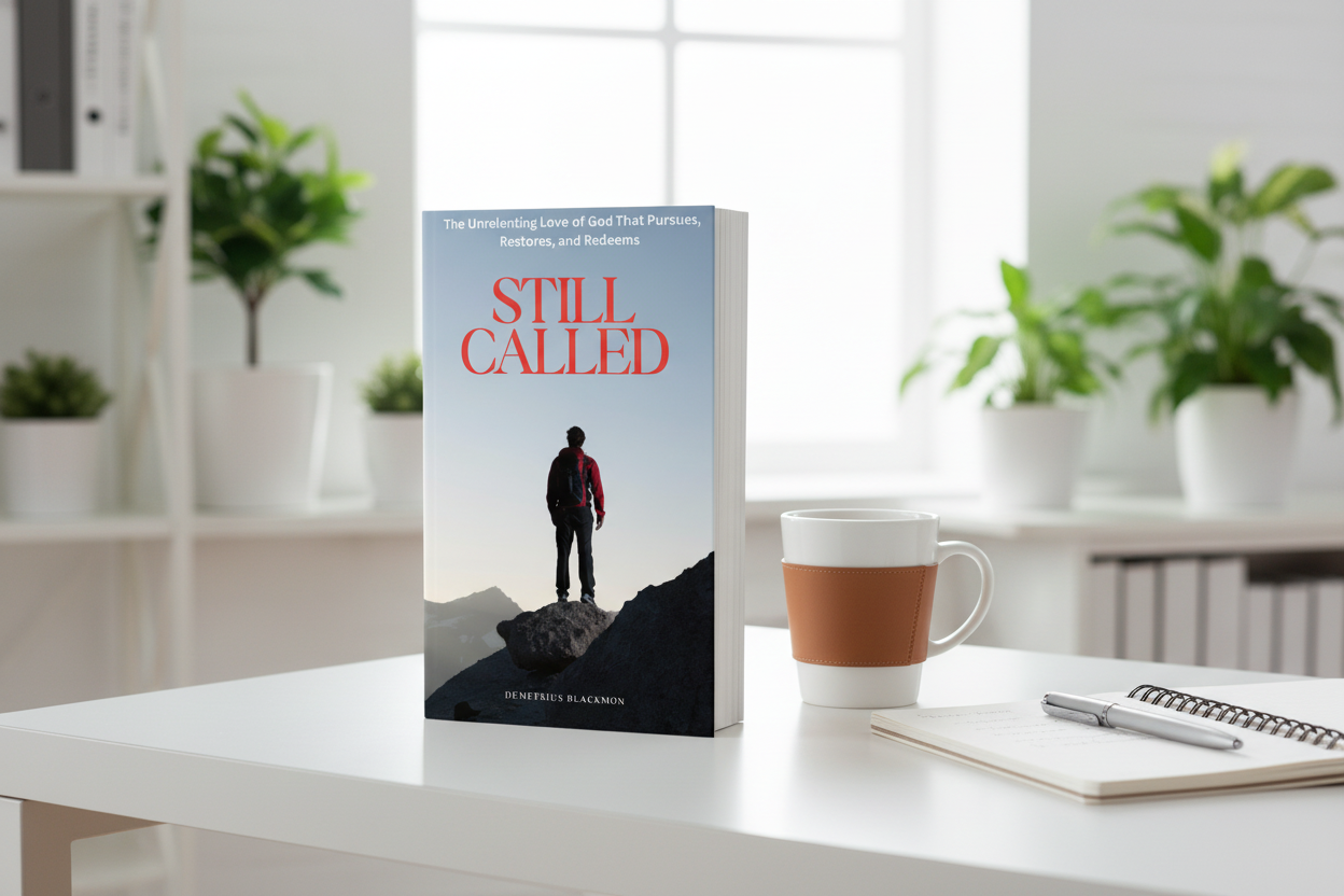 Book mockup on modern desk